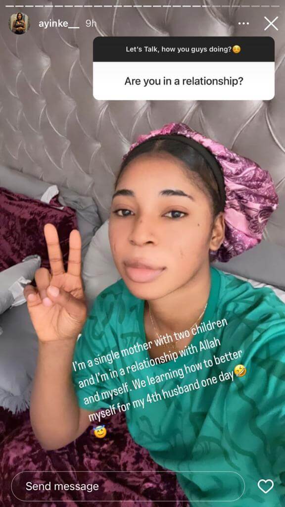 “Trying to better myself for my fourth husband”, MC Oluomo’s daughter, Ayinke reveals